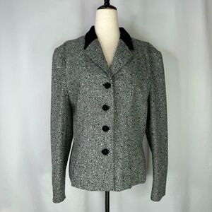 Vintage Pendleton jacket black white tweed wool blend made in USA velvet 12
